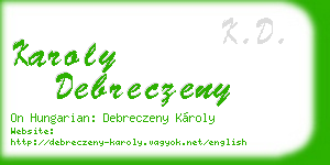 karoly debreczeny business card