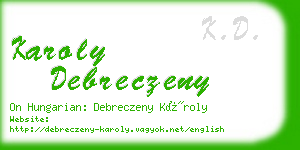 karoly debreczeny business card